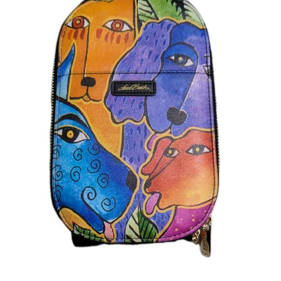 Laurel Burch Dogs n Doggies Crossbody Wallet Bag Organizer Dog Monarque Purse - Picture 11 of 11